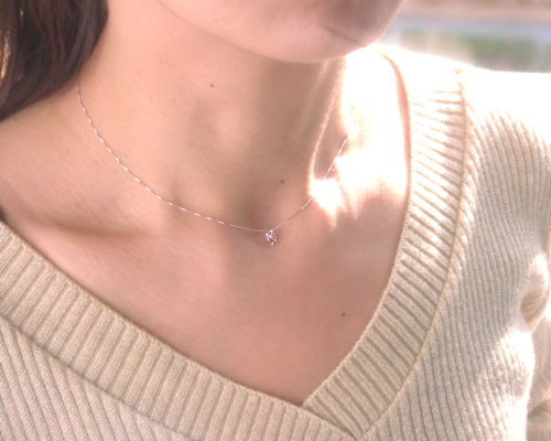 アメジスト ネックレス レディース 10k/18k K10/K18ホワイト