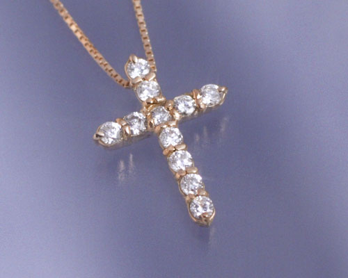 【製造品】4月誕生石ネックレス ダイヤモンド0.3ct クロス ネックレス ペンダント【K18ピンクゴールド（K18PG）】【送料無料】国産