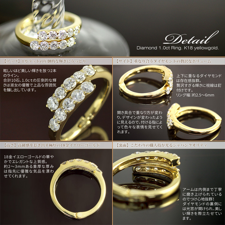 【製造品】ダイヤモンドリング 1.0ct レディース フリーサイズ リング 開く 指輪 K18イエローゴールド（K18YG） 誕生石 4月