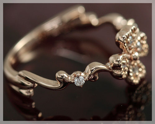 製造品】ピンキーリング 18k 4月誕生石 ダイヤモンド 0.06ct